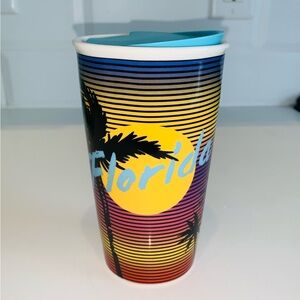 New Starbucks Florida Palm Tree Sunset Ceramic Traveler Tumbler Coffer Mug